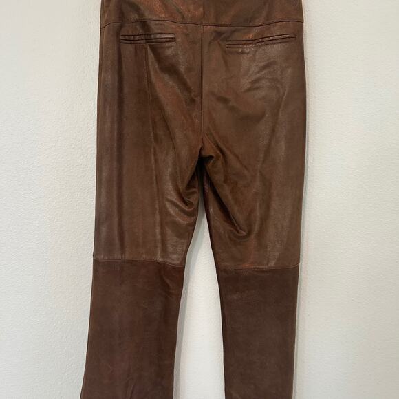 Cache Suede Leather Pants SZ8 Bootcut Y2K Vintage Metallic Bronze Brown Boho - Picture 6 of 13